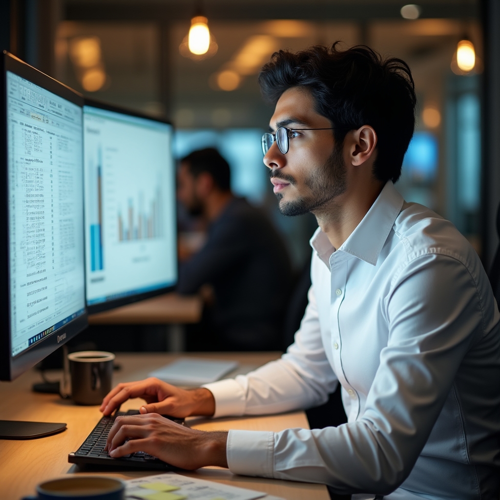 Процесс построения финансовой модели на экране компьютера